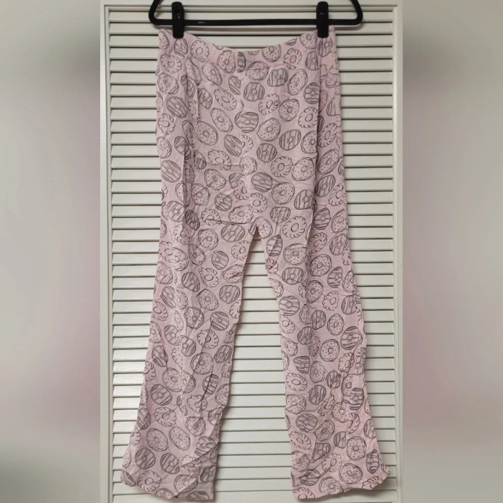 XXI Forever 21 - Pink & Black Doughnut Lightweight Pajama Pants With Drawstring